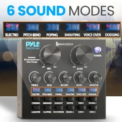Bluetooth Audio Mixer Sound Card - Wireless Streaming, 12 Effects, Metal<Pyle Hot