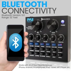 Bluetooth Audio Mixer Sound Card - Wireless Streaming, 12 Effects, Metal<Pyle Hot