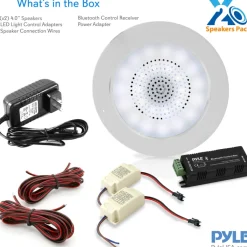 Bluetooth Ceiling Speakers 160W LED Lights Aluminum Frame<Pyle Hot