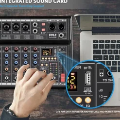Bluetooth DJ Mixer 6-Channel USB Interface 16 DSP Effects<Pyle Online