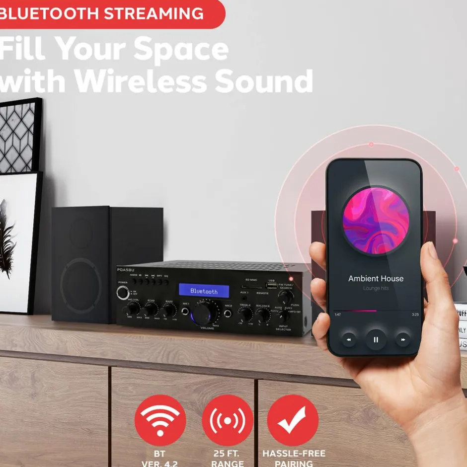 Bluetooth Home Stereo Amplifier Receiver<Pyle Sale