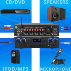 Bluetooth Home Theater Amplifier 800W 4-Channel Compact Design<Pyle New