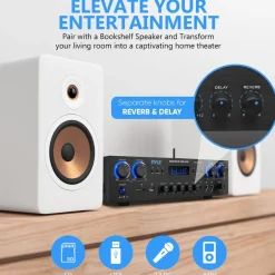 Bluetooth Home Theater Amplifier 800W 4-Channel Compact Design<Pyle New