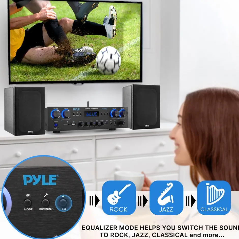 Bluetooth Home Theater Amplifier 800W 4-Channel Compact Design<Pyle New
