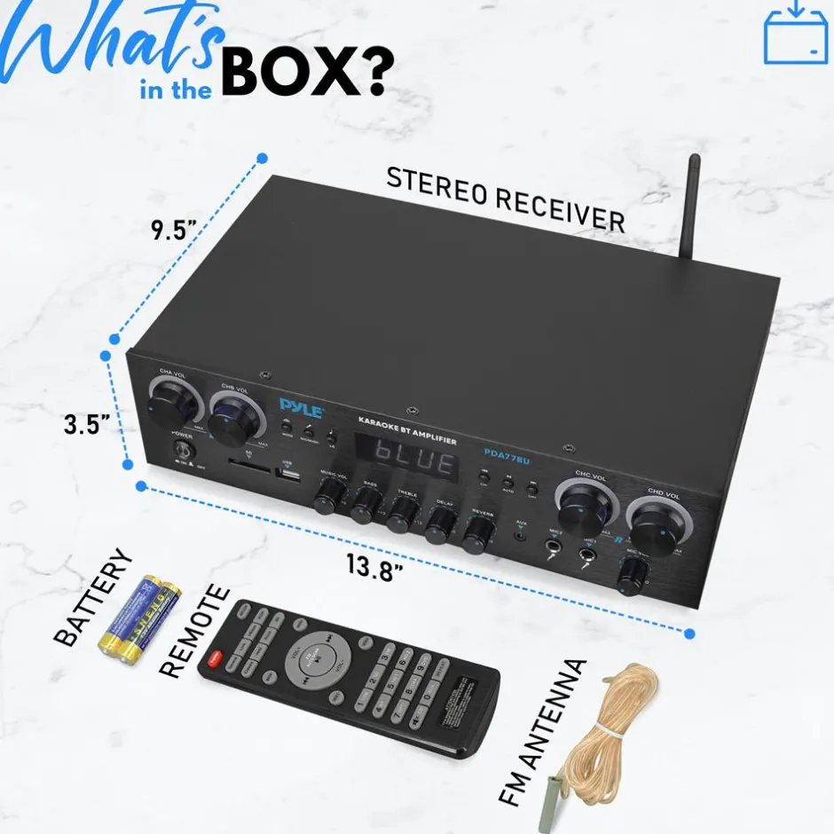 Bluetooth Home Theater Amplifier 800W 4-Channel Compact Design<Pyle New