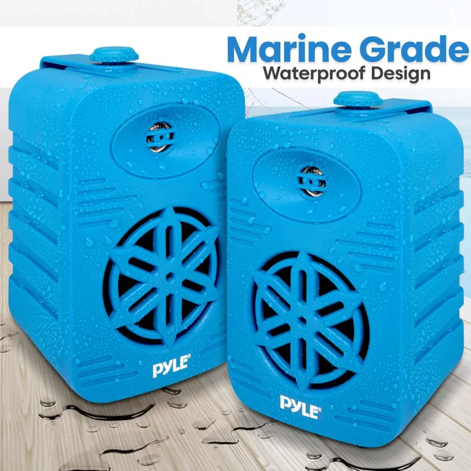 Bluetooth Indoor/Outdoor Speakers 300W Waterproof 4" 2-Way Blue<Pyle Online