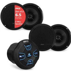 Bluetooth Marine Speaker System 240W Waterproof 6.5" Dual Cone White<Pyle Sale