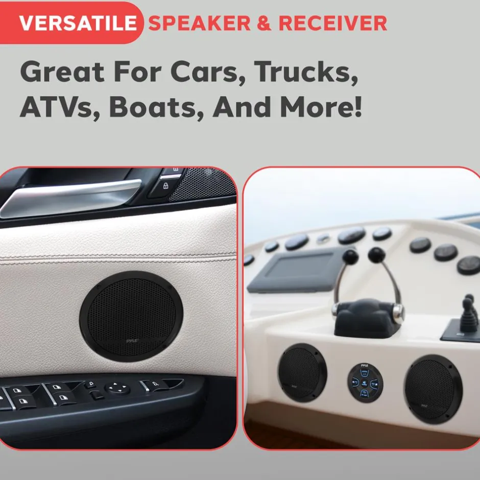 Bluetooth Marine Speaker System 240W Waterproof 6.5" Dual Cone White<Pyle Sale