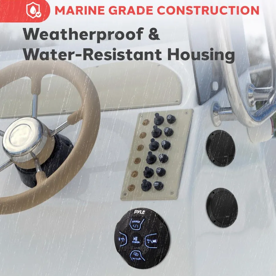 Bluetooth Marine Speaker System 240W Waterproof 6.5" Dual Cone White<Pyle Sale