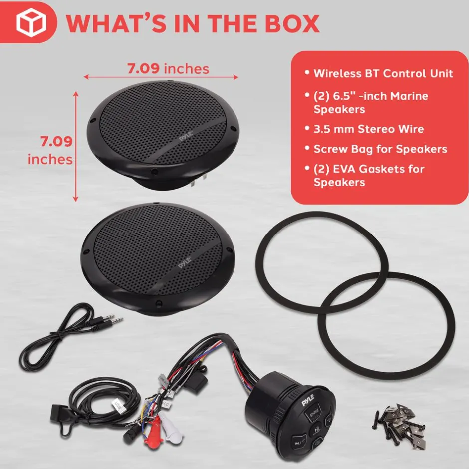 Bluetooth Marine Speaker System 240W Waterproof 6.5" Dual Cone White<Pyle Sale