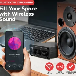 Bluetooth Mini Audio Amplifier 200W Aluminum Compact Wireless Streaming<Pyle Outlet
