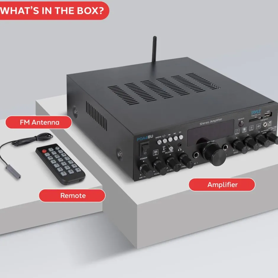 Bluetooth Stereo Amplifier 200W Wireless Streaming Optical/Phono/Coaxial<Pyle