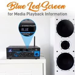 Bluetooth Stereo Amplifier 2x40W USB/SD/FM/AUX Inputs, Remote Control<Pyle Outlet