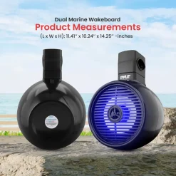 Bluetooth Waterproof Marine Speakers 300W LED 8" 2-Way System<Pyle Clearance