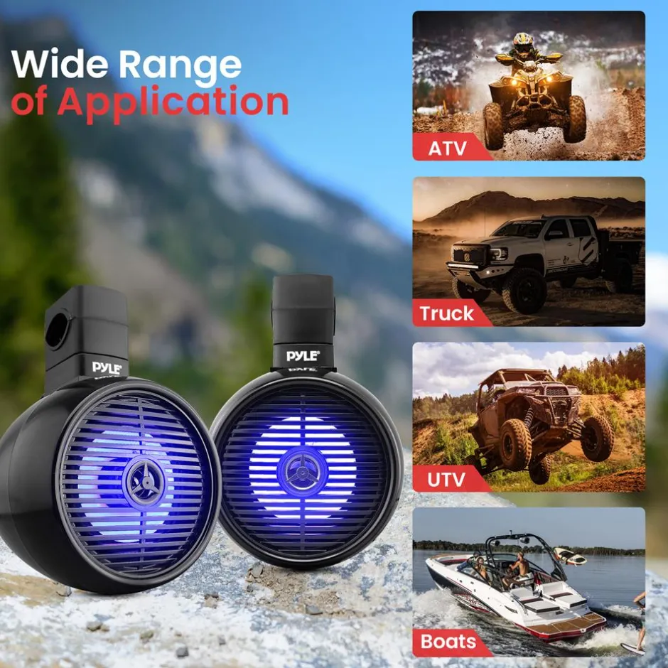 Bluetooth Waterproof Marine Speakers 300W LED 8" 2-Way System<Pyle Clearance