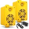 Bluetooth Waterproof Speakers 200W 3.5" Polymer Tweeter Yellow<Pyle Outlet