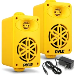 Bluetooth Waterproof Speakers 200W 3.5" Polymer Tweeter Yellow<Pyle Outlet
