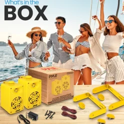 Bluetooth Waterproof Speakers 200W 3.5" Polymer Tweeter Yellow<Pyle Outlet