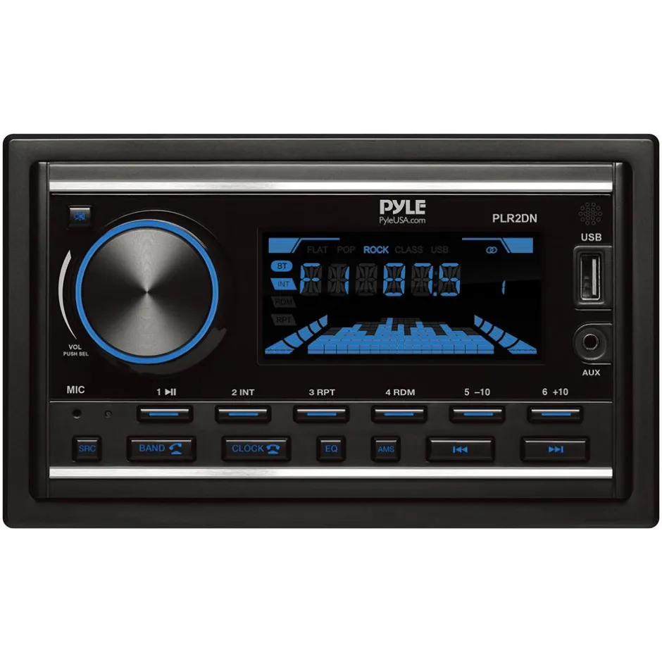 Boat Bluetooth Marine Stereo Receiver - Hands-Free Calling, Double DIN, LCD<Pyle New