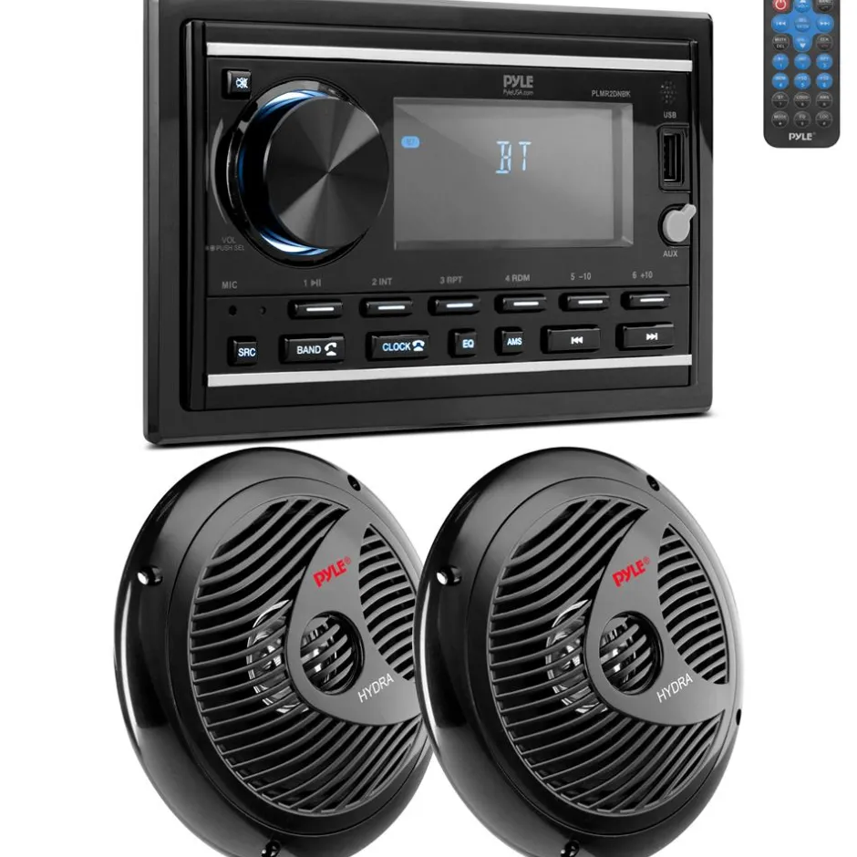 Boat Bluetooth Marine Stereo - Hands-Free Calling, Double DIN, LCD Display<Pyle Best