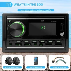 Boat Bluetooth Marine Stereo - Hands-Free Calling, Double DIN, LCD Display<Pyle Best