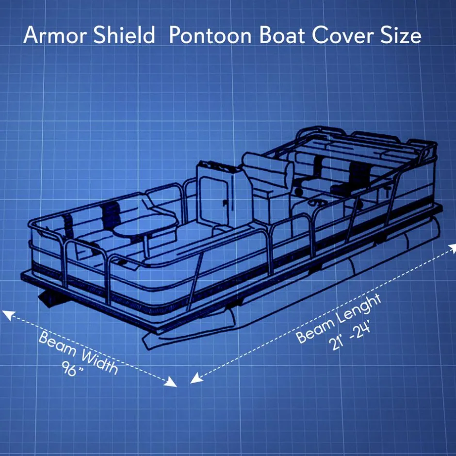 Boat Cover Waterproof Marine Polyester 21-24 ft Pontoon Gray<Pyle Online
