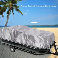 Boat Cover Waterproof Marine Polyester 21-24 ft Pontoon Gray<Pyle Online