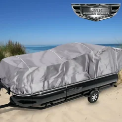 Boat Cover Waterproof Marine Polyester 21-24 ft Pontoon Gray<Pyle Online