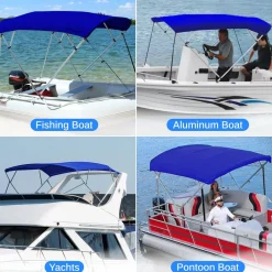4-Bow Bimini Top Boat Cover, Waterproof 600D Polyester, Blue<SereneLife