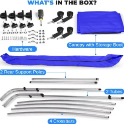 4-Bow Bimini Top Boat Cover, Waterproof 600D Polyester, Blue<SereneLife