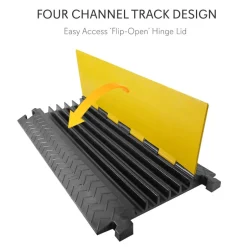 Cable Protector Ramp 33000lbs Support 5-Channel Yellow Flip-Open Cover<Pyle Outlet