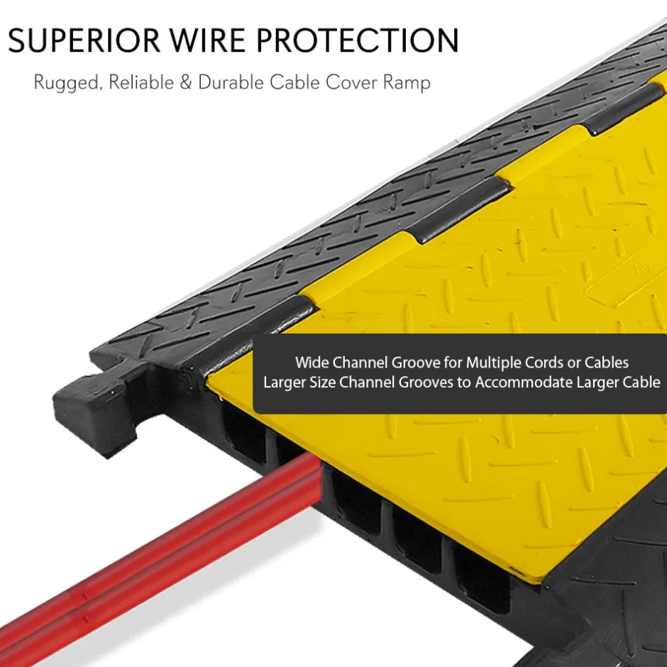 Cable Protector Ramp 33000lbs Support 5-Channel Yellow Flip-Open Cover<Pyle Outlet