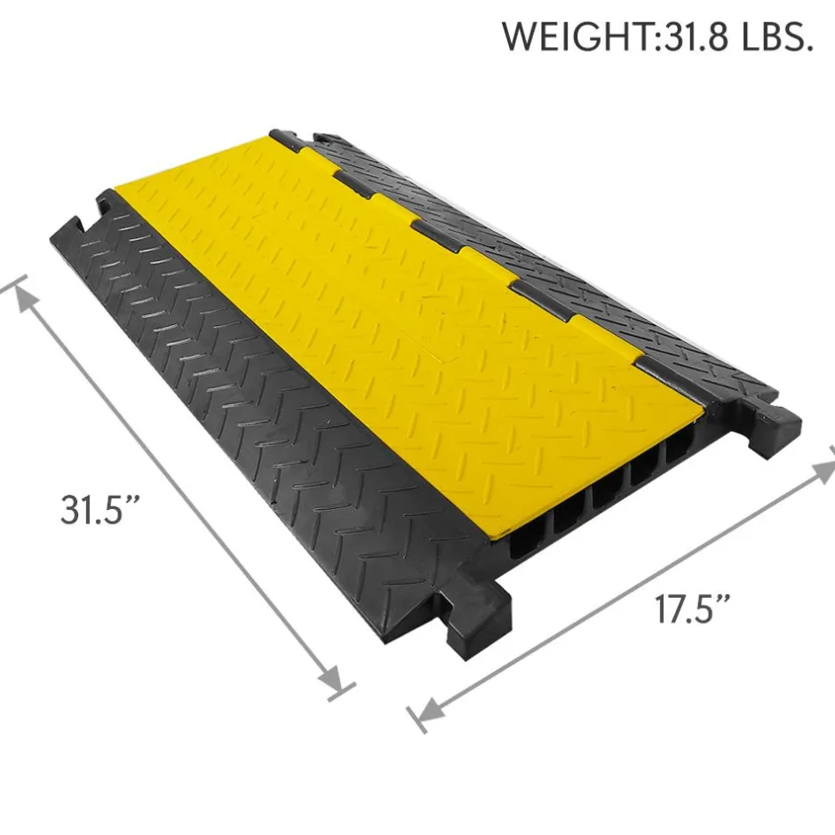 Cable Protector Ramp 33000lbs Support 5-Channel Yellow Flip-Open Cover<Pyle Outlet