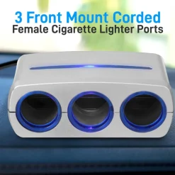 Car Cigarette Lighter Multiplier 3-Port Power Control 12V-24V<Pyle Discount