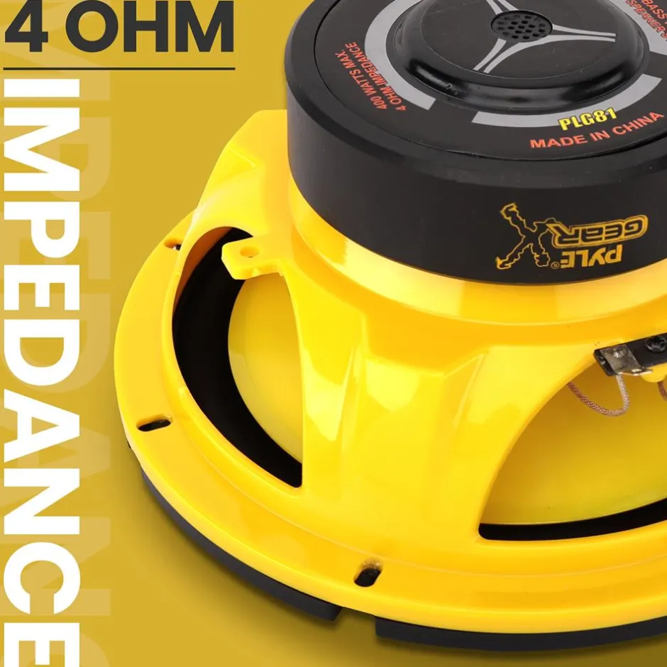 Car Midbass Speaker 400W 8" Poly Woofer Yellow<Pyle Outlet