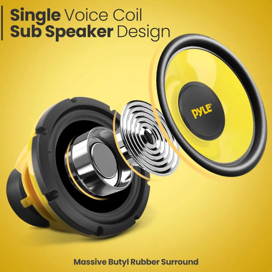 Car Midbass Speaker 400W 8" Poly Woofer Yellow<Pyle Outlet