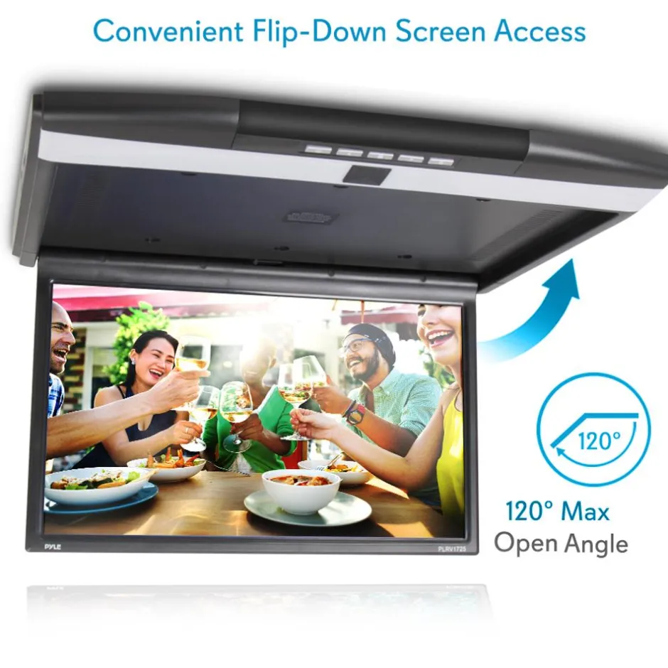 Car Overhead Monitor 1080p LCD 17.3" Flip-Down Screen HDMI/USB/SD<Pyle Clearance