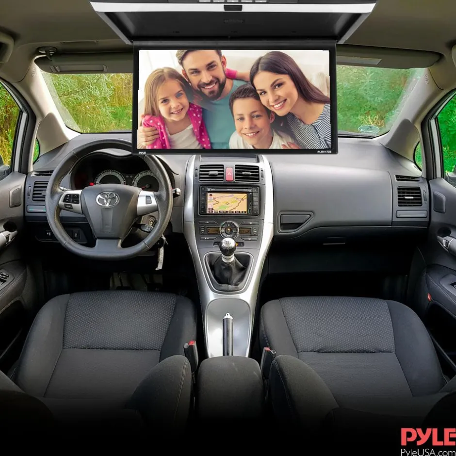 Car Overhead Monitor 1080p LCD 17.3" Flip-Down Screen HDMI/USB/SD<Pyle Clearance