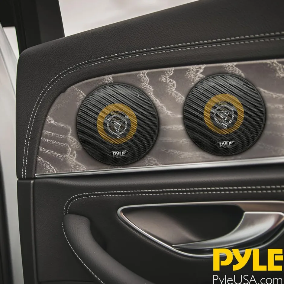 Car Speaker Pair 140W 2-Way Coaxial Yellow Poly Cone 4"<Pyle Hot
