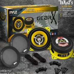 Car Speaker Pair 140W 2-Way Coaxial Yellow Poly Cone 4