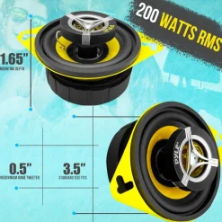 Car Speaker System 120W 3.5" Yellow Cone 4 Ohm 20oz Magnet<Pyle New