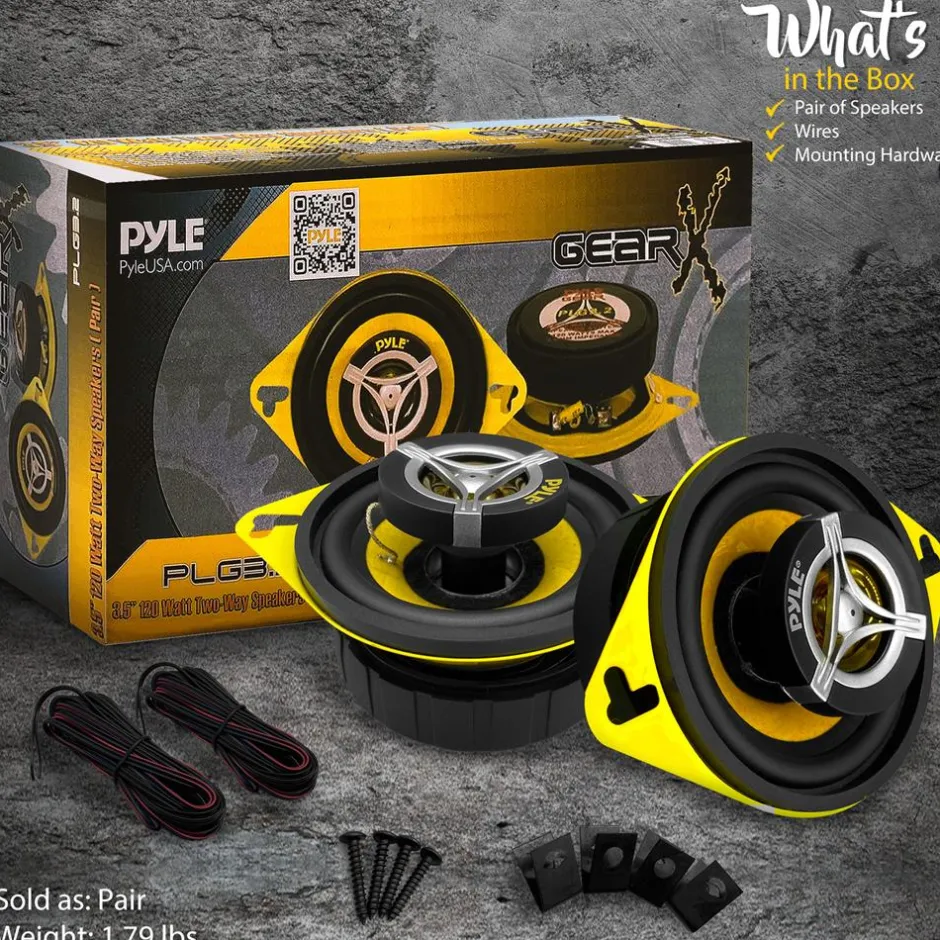 Car Speaker System 120W 3.5" Yellow Cone 4 Ohm 20oz Magnet<Pyle New