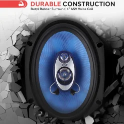 Car Speakers Pair 360W Blue Poly Cone Butyl Rubber Surround<Pyle Discount