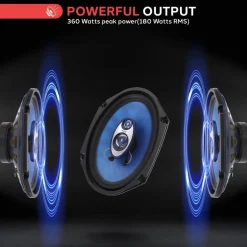 Car Speakers Pair 360W Blue Poly Cone Butyl Rubber Surround<Pyle Discount