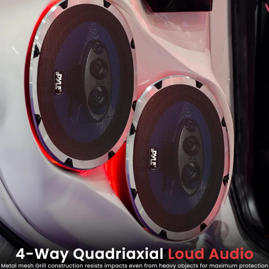 Car Speakers 500W 4-Way Butyl Rubber Surround Blue Pair<Pyle Discount