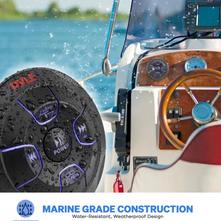 Car Wireless Bluetooth Audio Controller - Waterproof Marine Receiver Remote<Pyle