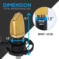 Cardioid Condenser Mic Kit - Crisp Audio, Large Diaphragm, Easy Setup<Pyle