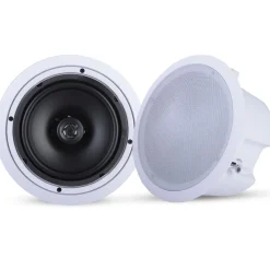 Ceiling Wall Speaker Pair 250W Deep Bass 8" Enclosure White<Pyle
