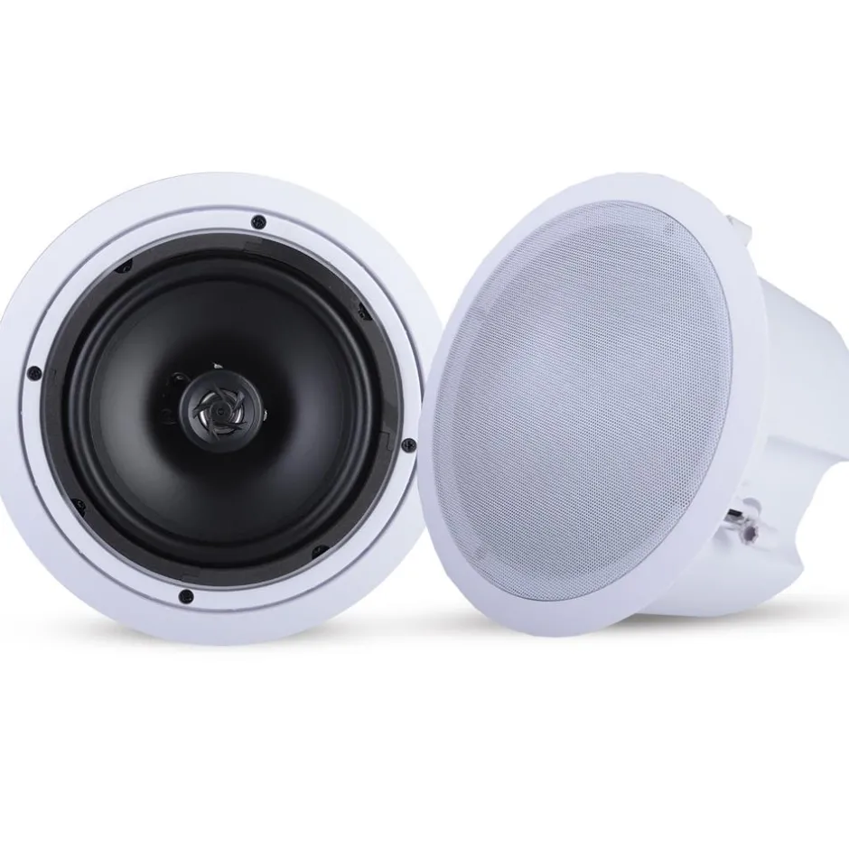 Ceiling Wall Speaker Pair 250W Deep Bass 8" Enclosure White<Pyle