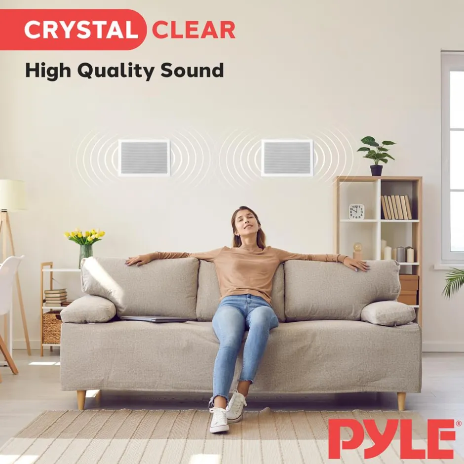 Ceiling Wall Speaker 400W Deep Bass 8" Woofer Flush Mount White<Pyle Outlet